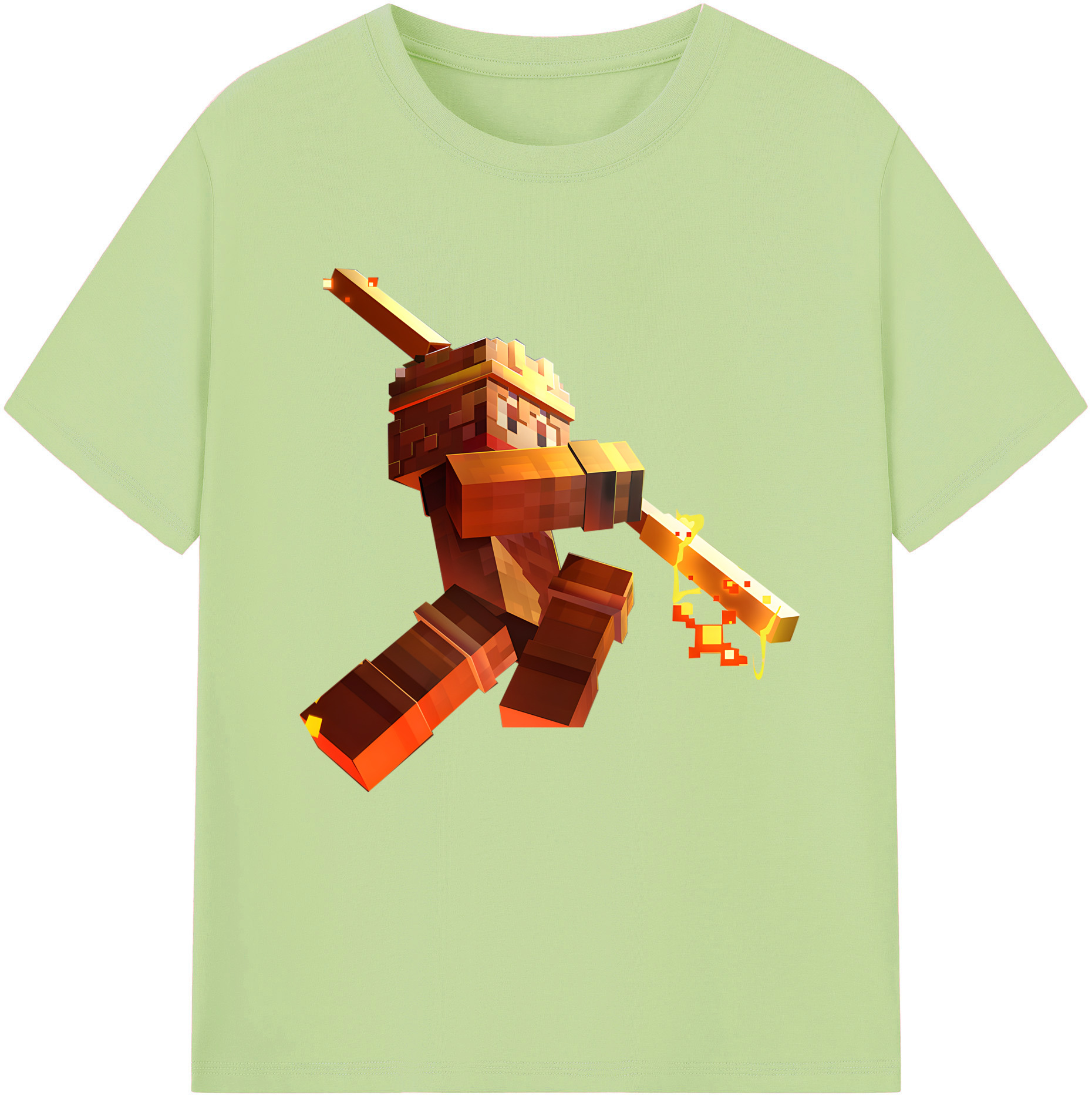 （画像用） マインクラフト ブロックの世界 Minecraft MC Block world 綿100％半袖Tシャツ（フロントプリント）